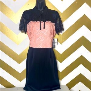 Elegant Black and Pink Lace Dress